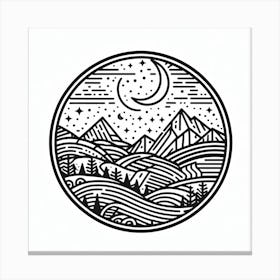 Landscape With Mountains And Moon Canvas Print