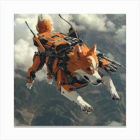 Serious flying Corgi Canvas Print