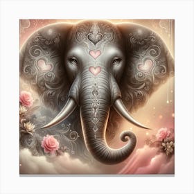 Elephant With Hearts Canvas Print