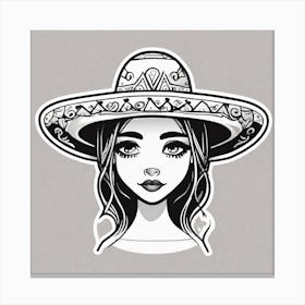 Mexico Hat Sticker 2d Cute Fantasy Dreamy Vector Illustration 2d Flat Centered By Tim Burton (14) Canvas Print