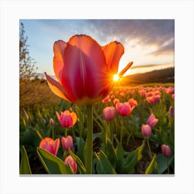 Sunset Tulips Canvas Print