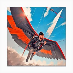 Man Flying A Parachute Canvas Print