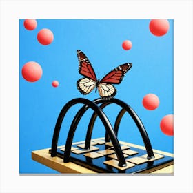 Butterfly On A Chess Board 5 Canvas Print