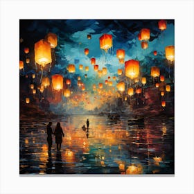 Paper Lanterns In The Sky 1 Canvas Print