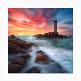 Lighthouse At Sunset 2 Canvas Print