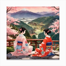 Japanese Sakura In Mountain 10 Canvas Print