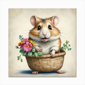 Hamster In A Basket 2 Canvas Print