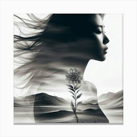 Silhouette of a beautiful woman 2 Canvas Print