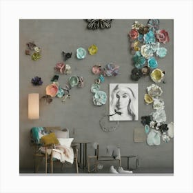 Room With Flowers On The Wall Canvas Print