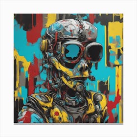Andy Getty, Pt X, In The Style Of Lowbrow Art, Technopunk, Vibrant Graffiti Art, Stark And Unfiltere (21) Canvas Print