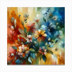 Flowers oil painting abstract painting art 4 Canvas Print