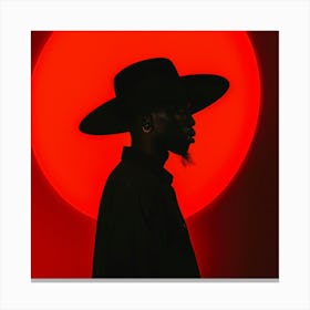 Silhouette Of A Man In A Hat Canvas Print