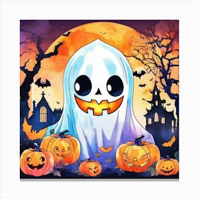 Ghost In The Pumpkin Patch 1 Canvas Print