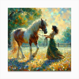 Girl And A Horse 4 Canvas Print