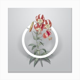 Vintage Turban Lily Minimalist Flower Geometric Circle on Soft Gray Canvas Print