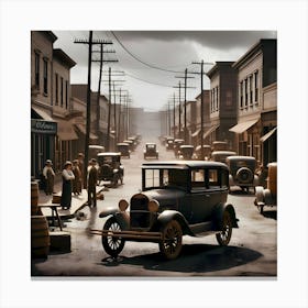 Early Small Town America And The Automobile ~Reimagined 1 Canvas Print