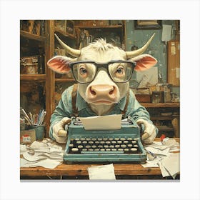 Funny Cow Writer Vintage 6 Canvas Print