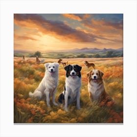 Three Dogs In the countryside Canvas Print