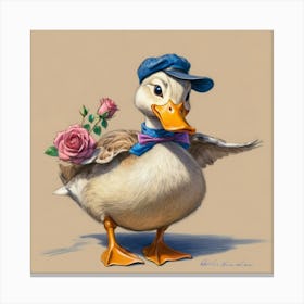 Duck With Roses 5 Canvas Print