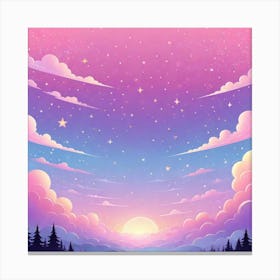 Sky With Twinkling Stars In Pastel Colors Square Composition 221 Canvas Print