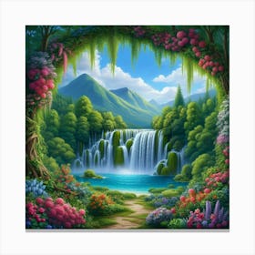 Waterfall In The Forest 42 Canvas Print