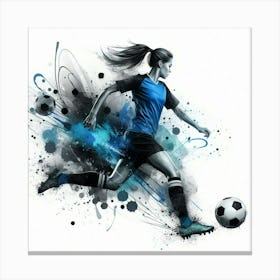 Soccer Player Kicking The Ball 3 Canvas Print