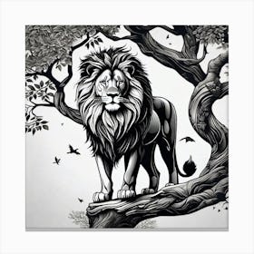 Lion In The Tree 12 Canvas Print