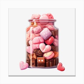 Valentine'S Day Candy Jar 5 Canvas Print
