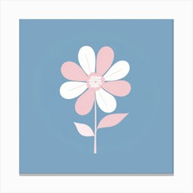A White And Pink Flower In Minimalist Style Square Composition 175 Canvas Print