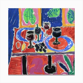 Table With Wine Matisse Style 5 Canvas Print