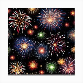 Fireworks On A Black Background Canvas Print