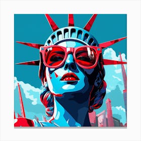 The Lady Of Liberty Sculpture In The Sun And Sunglasses Canvas Print