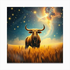 Bull In The Field 7 Canvas Print