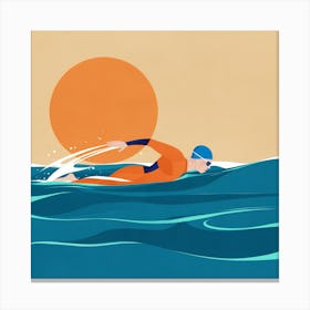 Swimmer In The Ocean Canvas Print