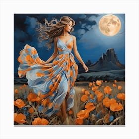 Full Moon In The Field Canvas Print