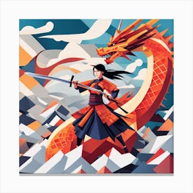 Asian Girl With Dragon Canvas Print