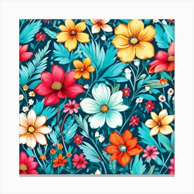 Floral Seamless Pattern, A Vibrant Bursting With Colorful Flowers Perfect For Those Who Love Nature, Floral Seamless Pattern, Floral Wallpaper, Colorful Flowers, Flower Painting Canvas Print