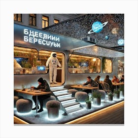 A Mobile Russian Restaurant Named Звездный Переку Canvas Print