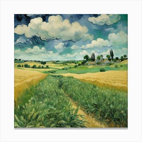 Green Wheat Fields Auvers Vincent Van Gogh Art Print 3 Canvas Print