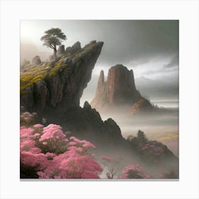 desert blooms in the mist Canvas Print