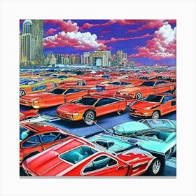 Cars In A Parking Lot Canvas Print