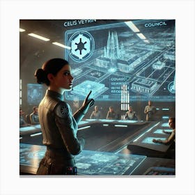 A Sci Fi Scene Showcasing Celis Veyrin Knowledge Of The Council Canvas Print