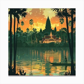 Sunset In Cambodia Canvas Print