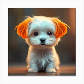 Cute Puppy With Orange Ears Canvas Print