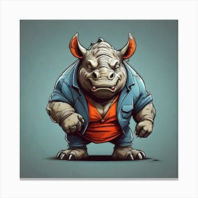 Cartoon Rhino paint art Canvas Print