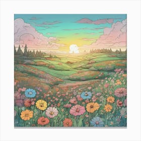 Sunset In The Meadow Canvas Print