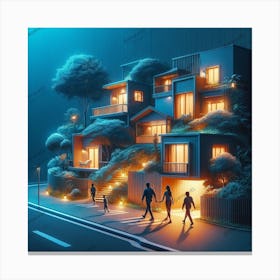 House At Night Canvas Print