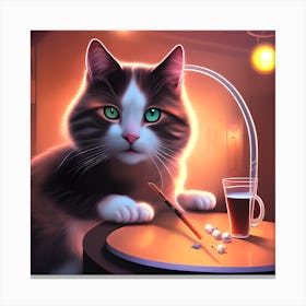 Cat At The Bar Canvas Print