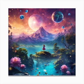 Girl In Space Canvas Print