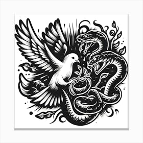 Dove And Snake Tattoo Canvas Print